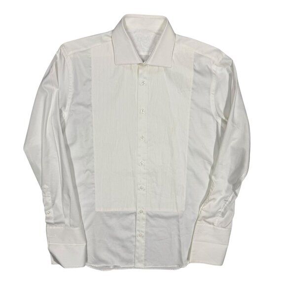 MD Bespoke Tuxedo Shirt White Dress Shirt Custom French Cuff Cotton 16 1/2 Large - Picture 1 of 7